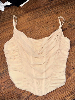 SALTY Ruched Cowl Neck Camisole in Cream Size Small 22.1.M.1